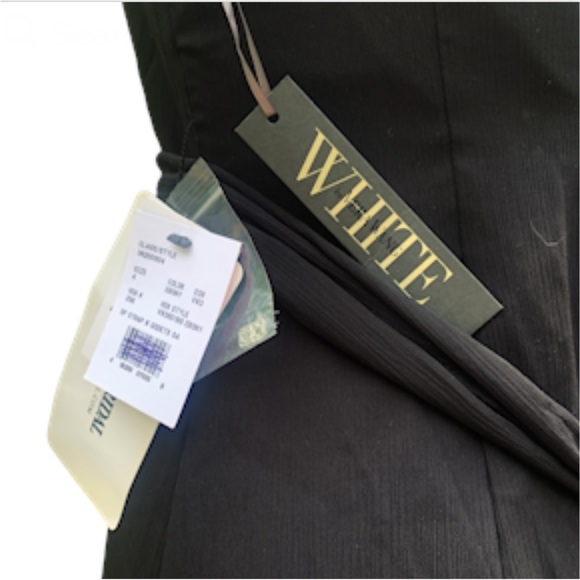 NEW Vera Wang WHITE Gown 4 Black Godets  Formal Whimsygoth Dark Romantic - Picture 10 of 13